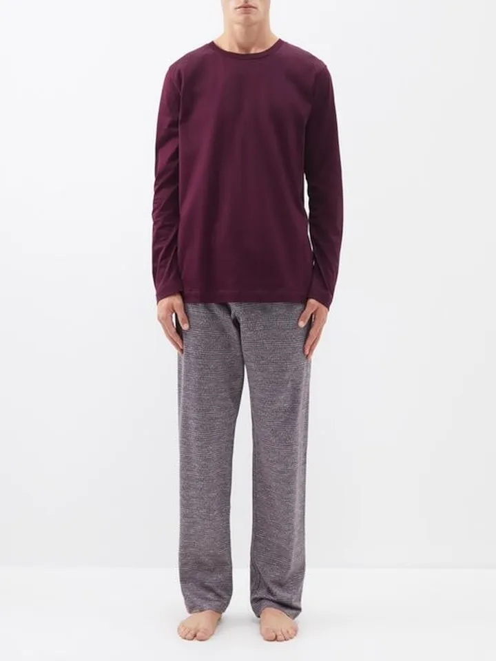 Check-jacquard Cotton-jersey Pyjamas