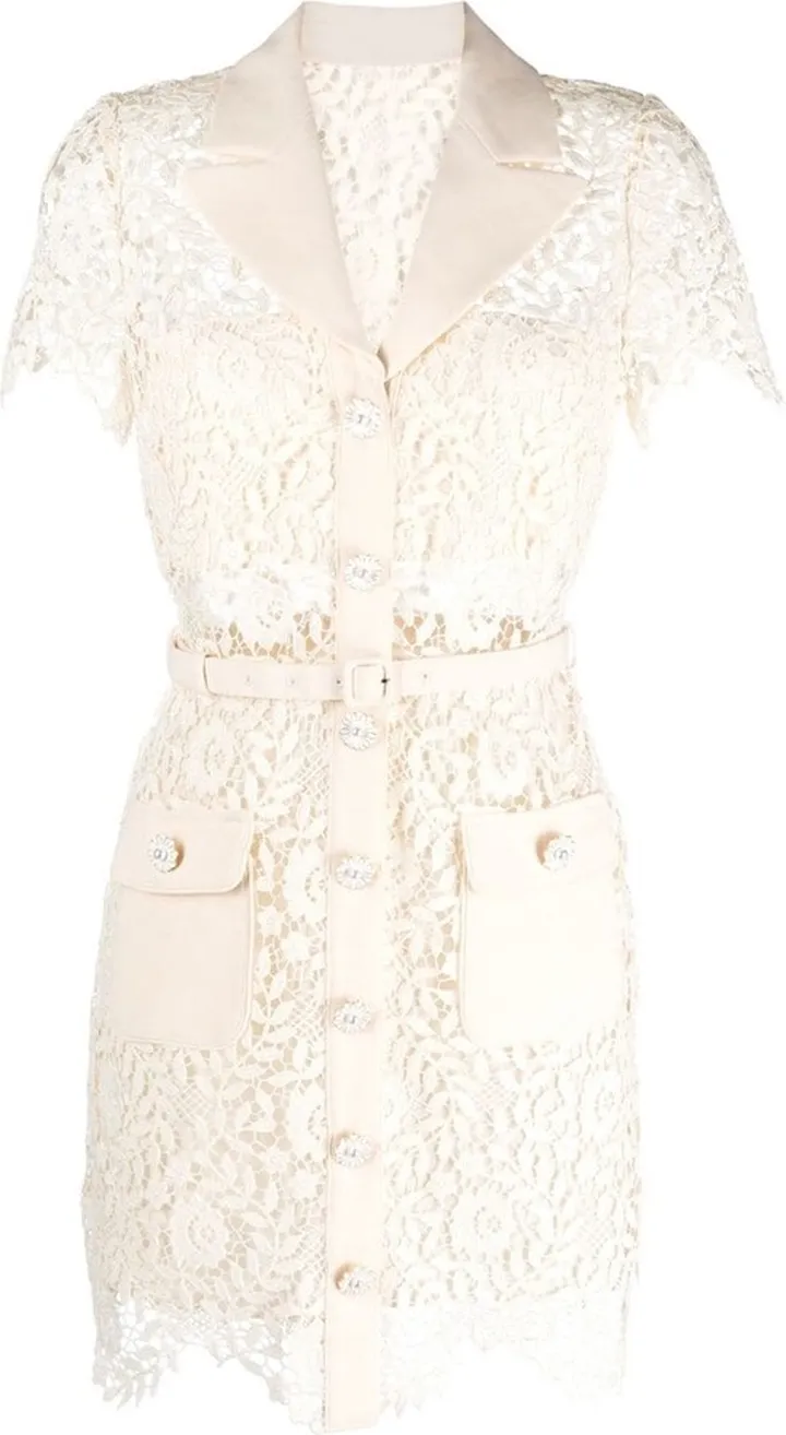 Peak-Lapel Lace Minidress