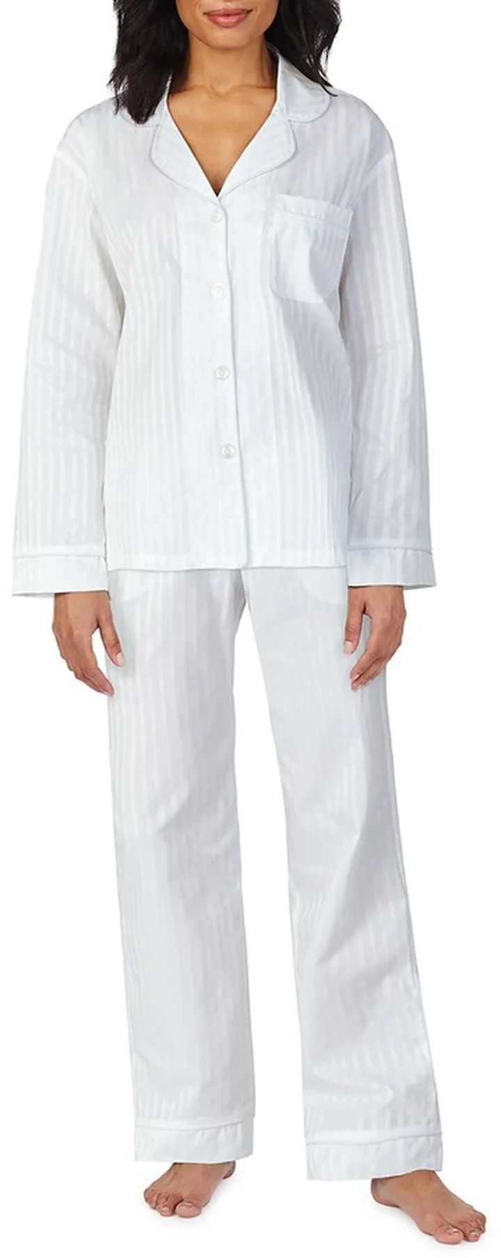 3D Striped Long-Sleeve Cotton Pajama Set
