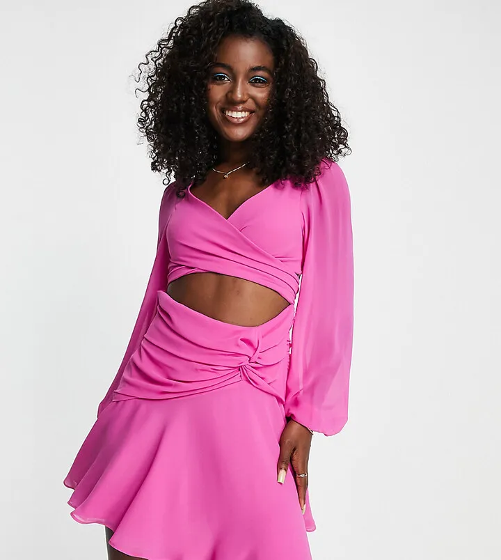 Ever New cut-out mini dress in fuchsia pink