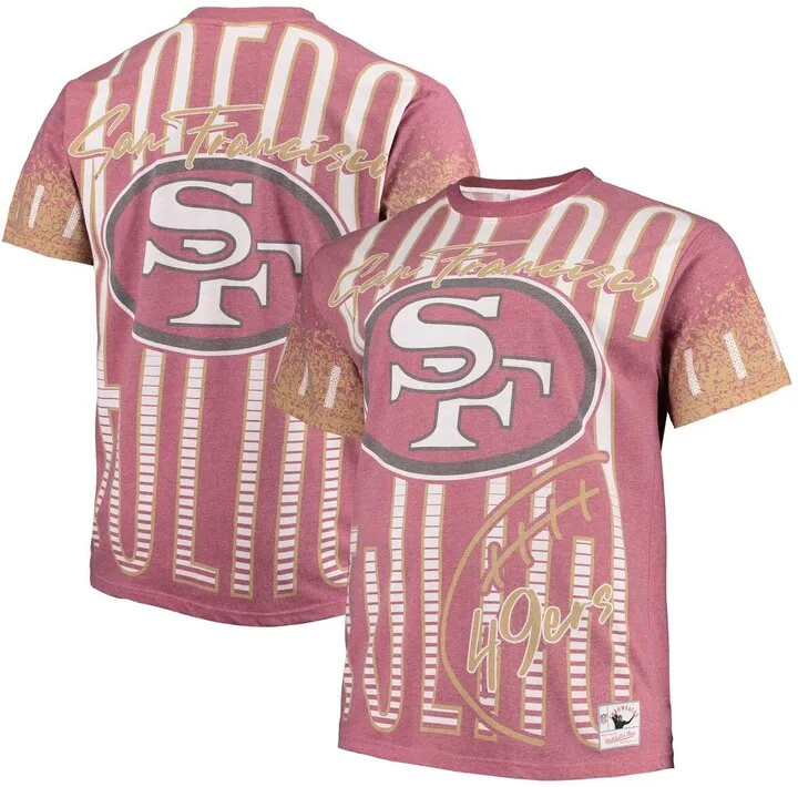 Men's Mitchell & Ness Scarlet San Francisco 49Ers Jumbotron Big and Tall T-shirt