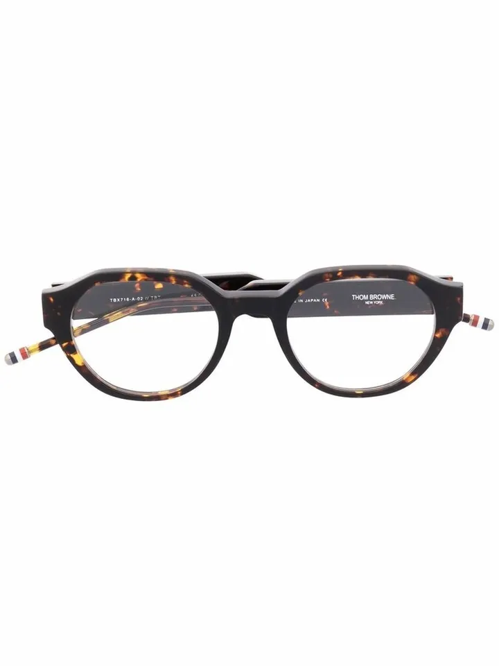 Tortoiseshell-Effect Round-Frame Glasses