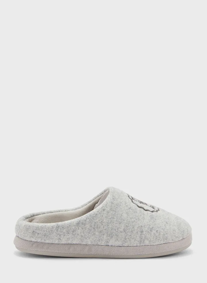 Emblem Felt Bedroom Slippers