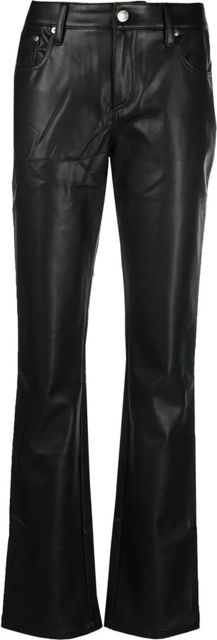 Faux-Leather Straight-Leg Trousers