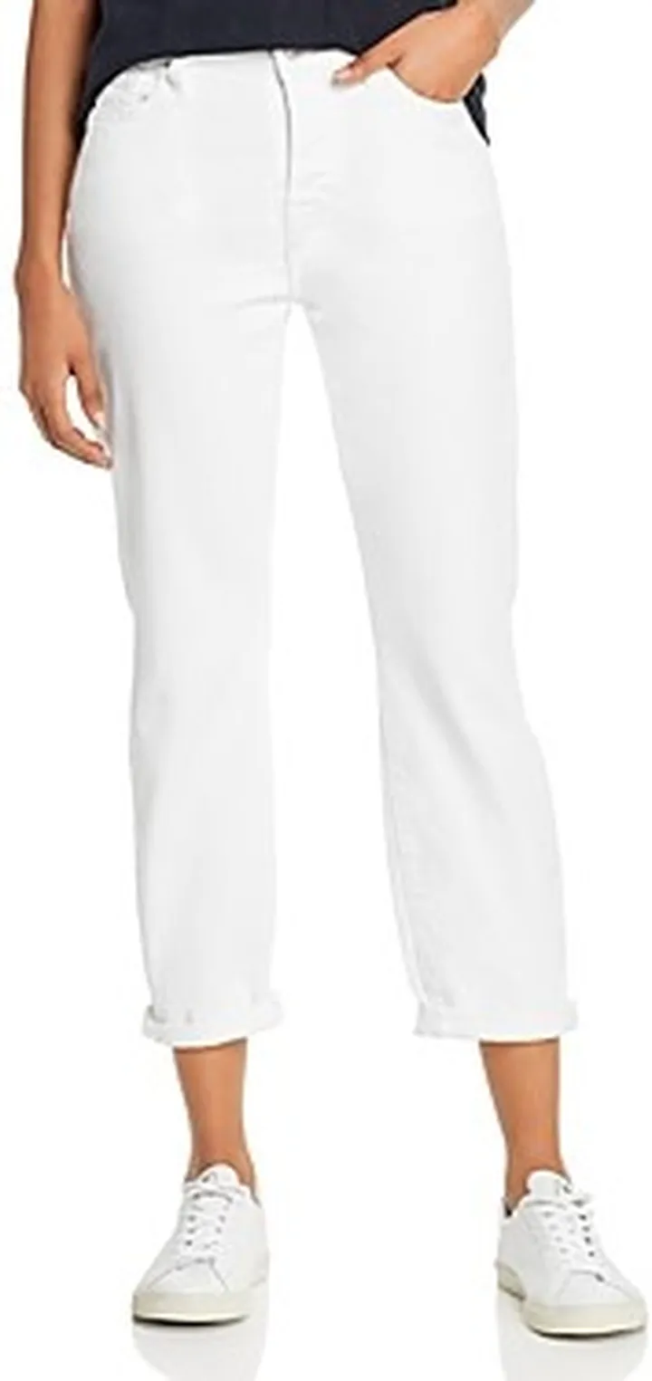 7 For All Mankind Josefina High Rise Ankle Boyfriend Jeans in Broken Twill White