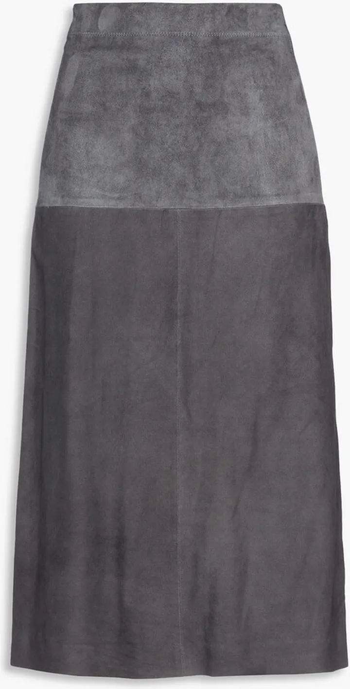 Suede midi skirt