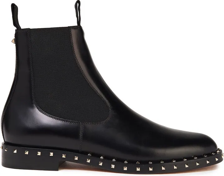 Rockstud leather ankle boots