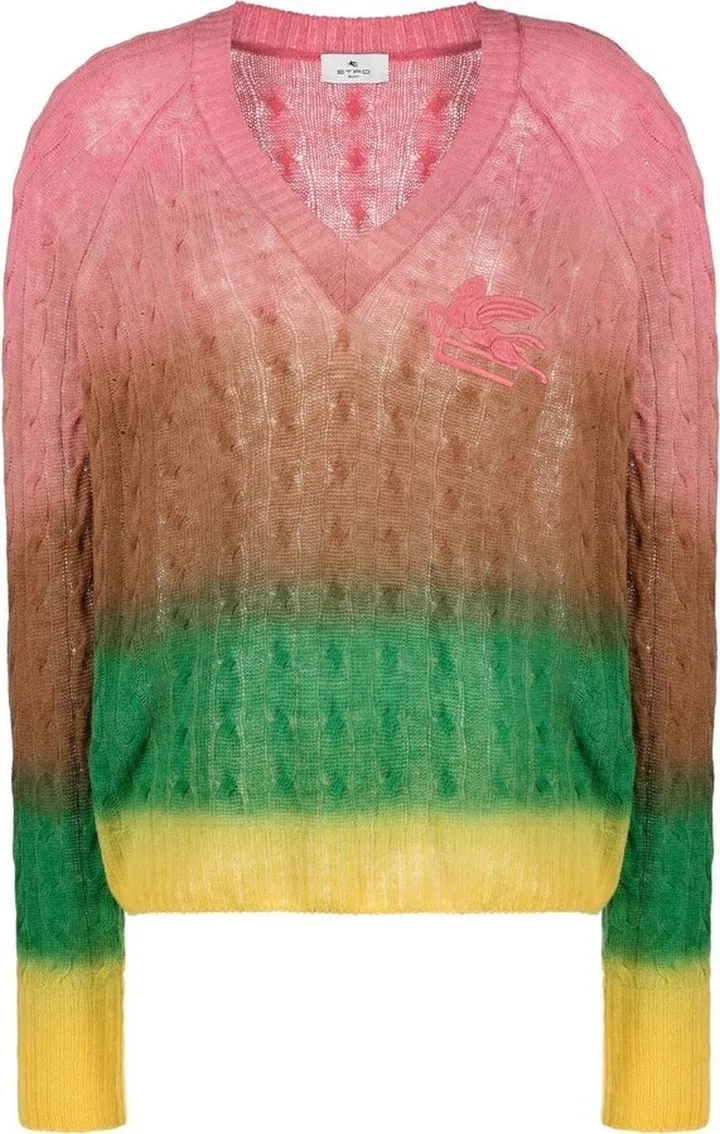 embroidered-logo V-neck jumper