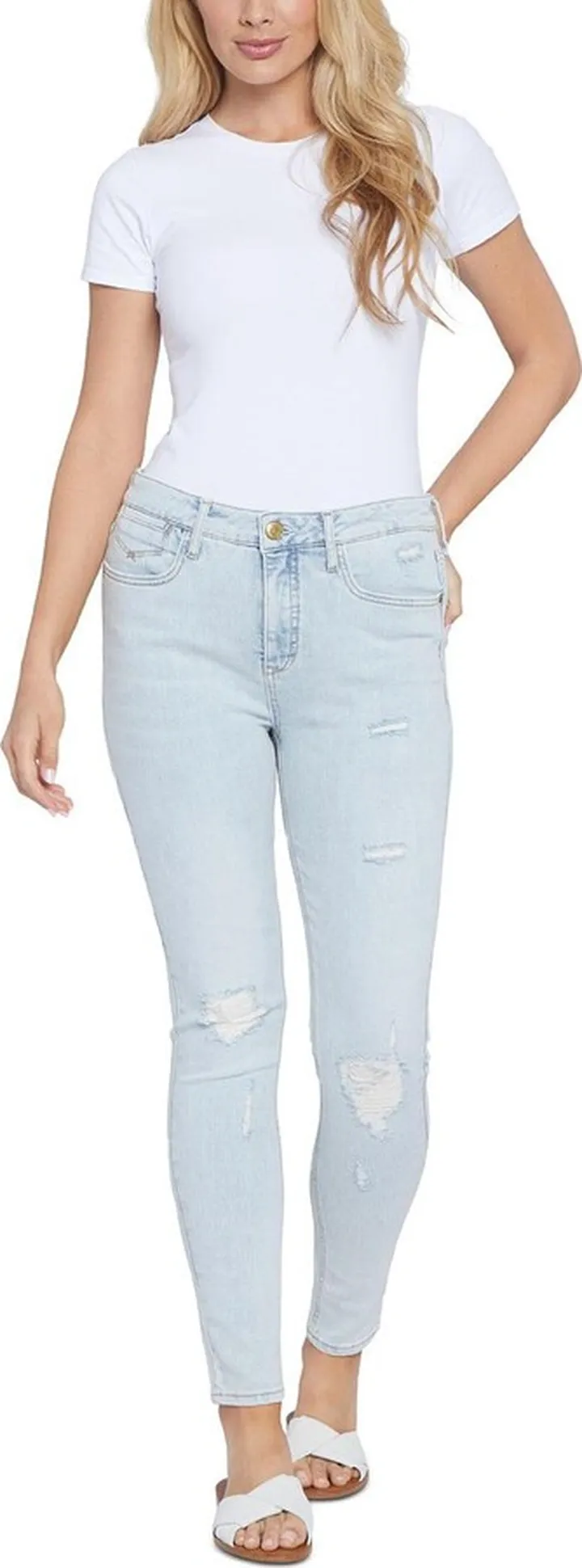 Bombshell Womens Distressed High Rise Skinny Jeans