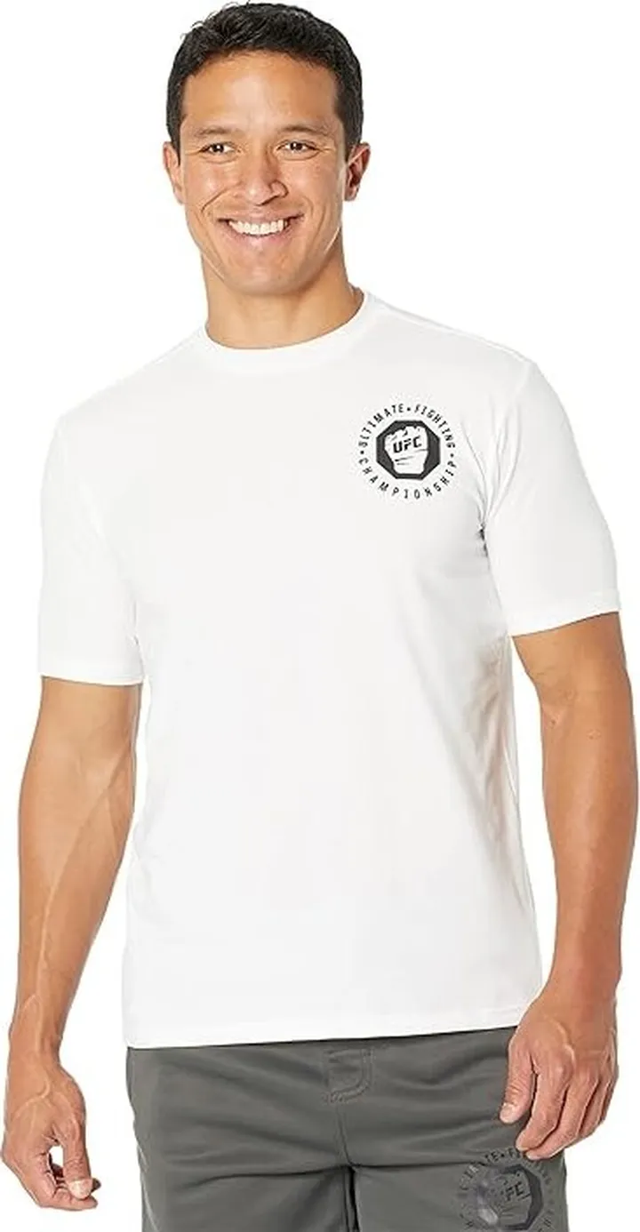 UFC Short Sleeve Crew Neck Tee (White) Men's Clothing