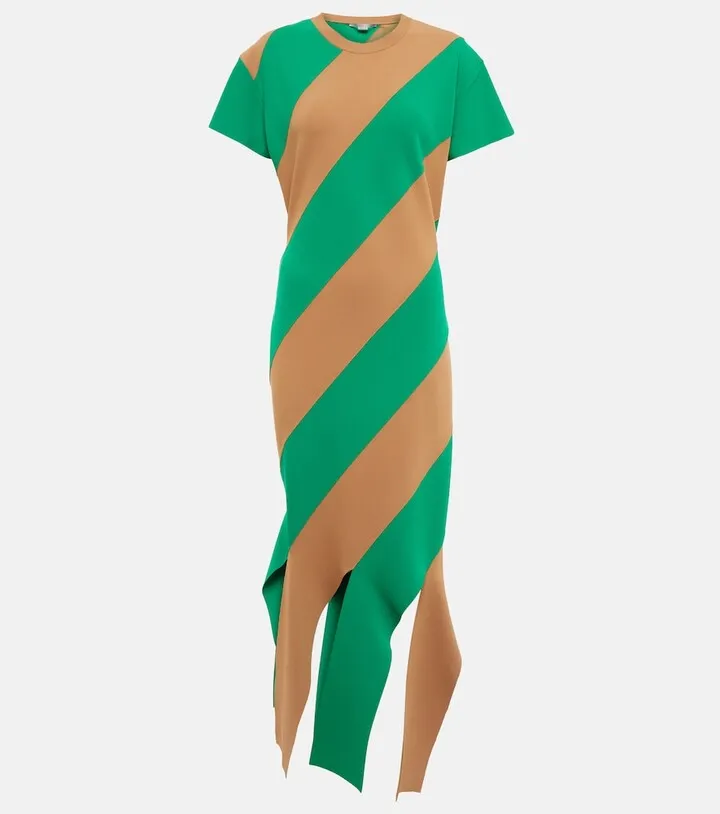 Striped knit midi dress