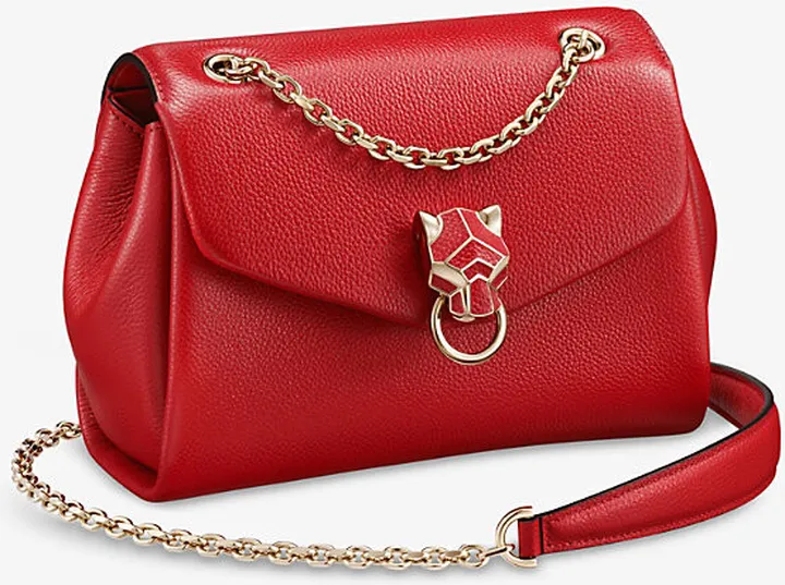 Womens Red Panthère de Mini Leather Cross-body bag