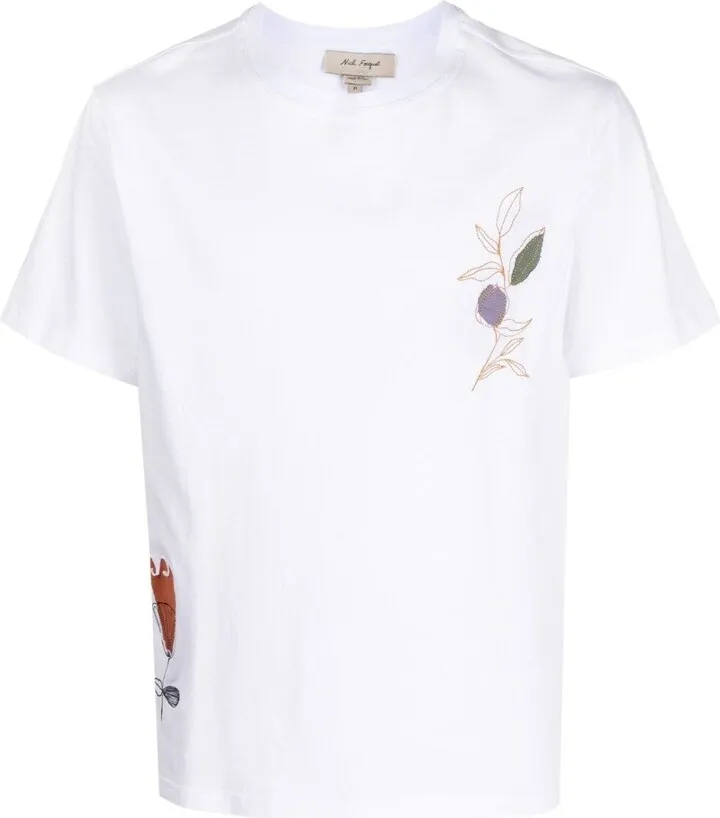 White Floral Print Cotton T-Shirt