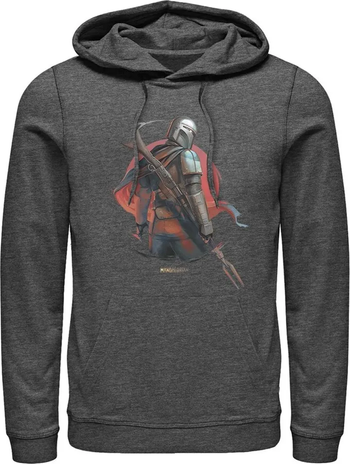 Men's Star Wars The Mandalorian Dusty Sunset Pull Over Hoodie - Charcoal Heather - Small