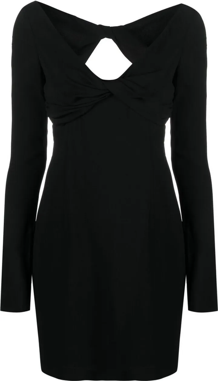 long-sleeve V-neck minidress