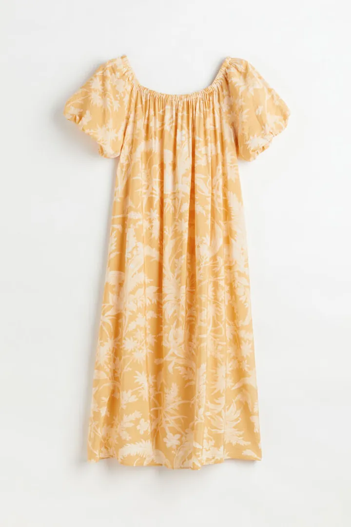 Off-the-shoulder Puff-sleeved Dress