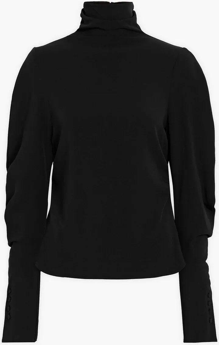 Gathered crepe turtleneck top