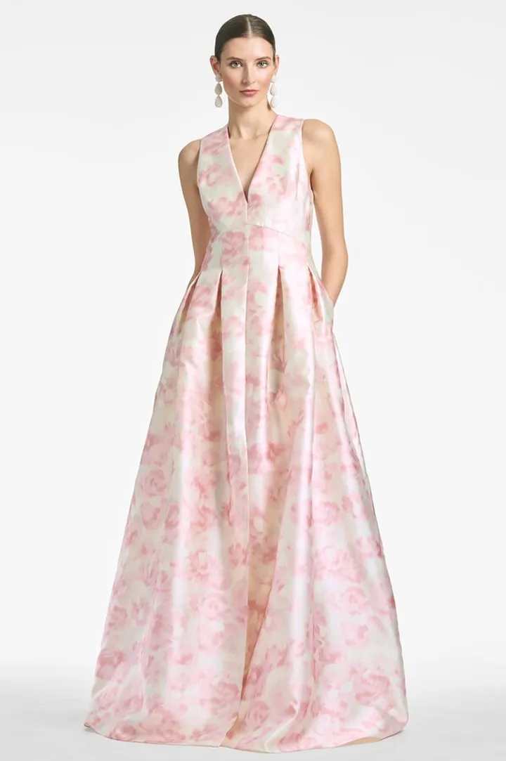 Brooke Gown - Blush Watercolor Floral