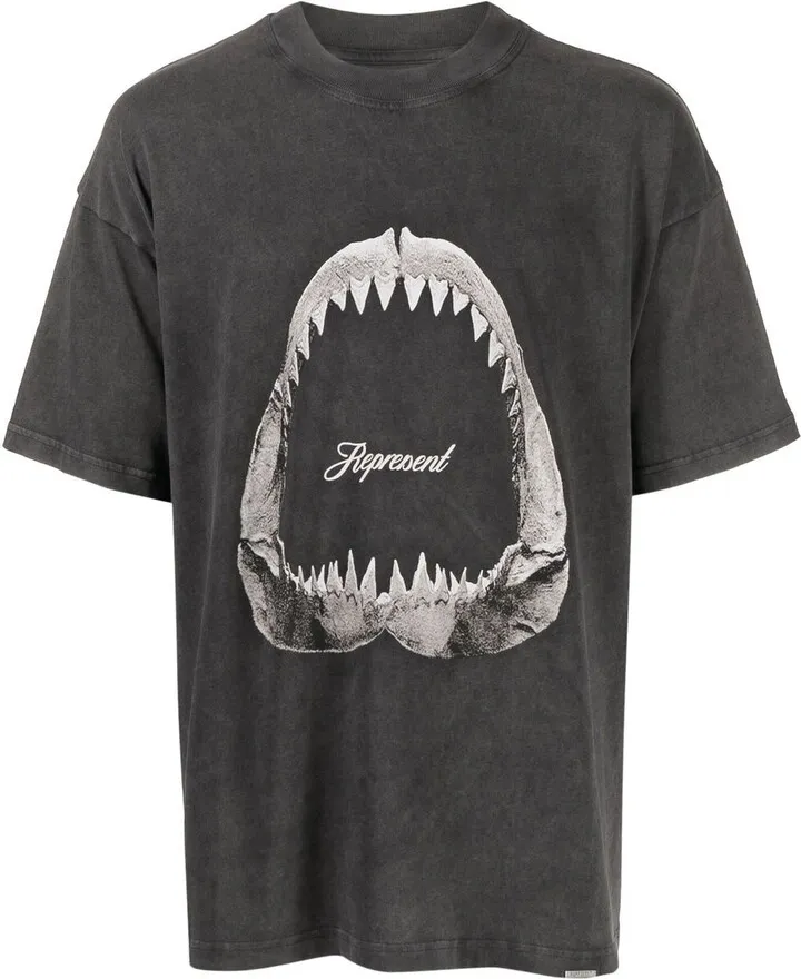 Grey Shark Jaws Cotton T-Shirt