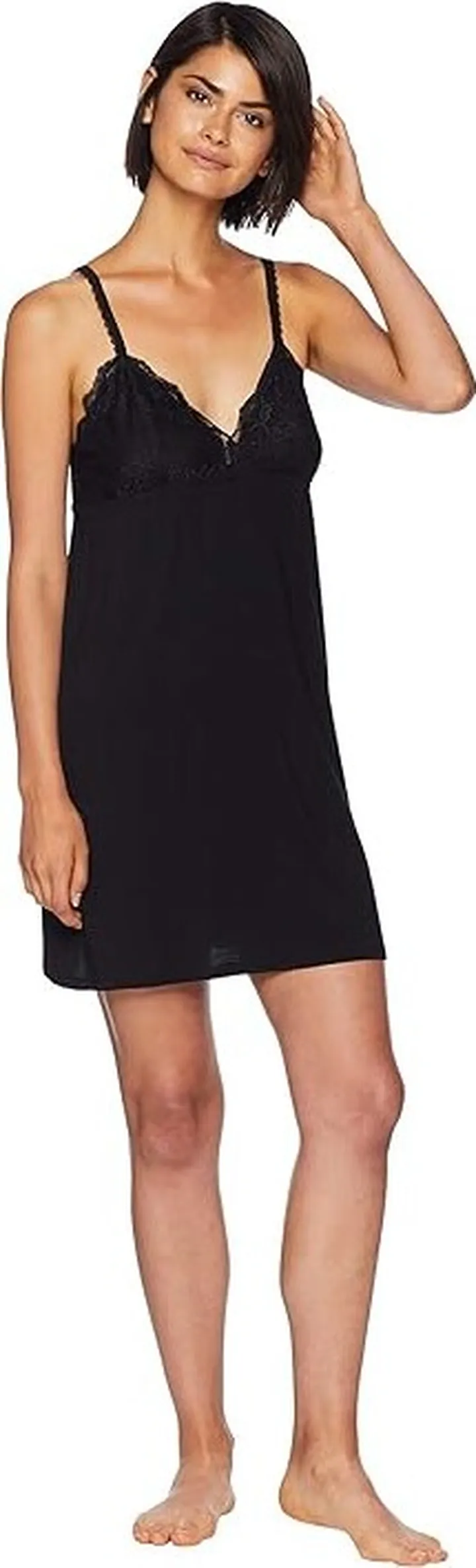 P.J. Salvage Basic Lace Front Chemise (Black) Women's Pajama