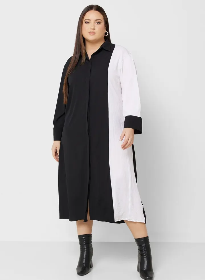 Colourblock Detail Shirt Dress