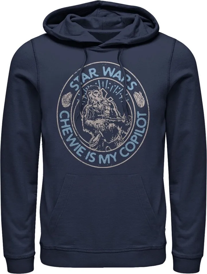Men's Star Wars: The Rise of Skywalker Chewie Copilot Pull Over Hoodie - Navy Blue - 3X Large