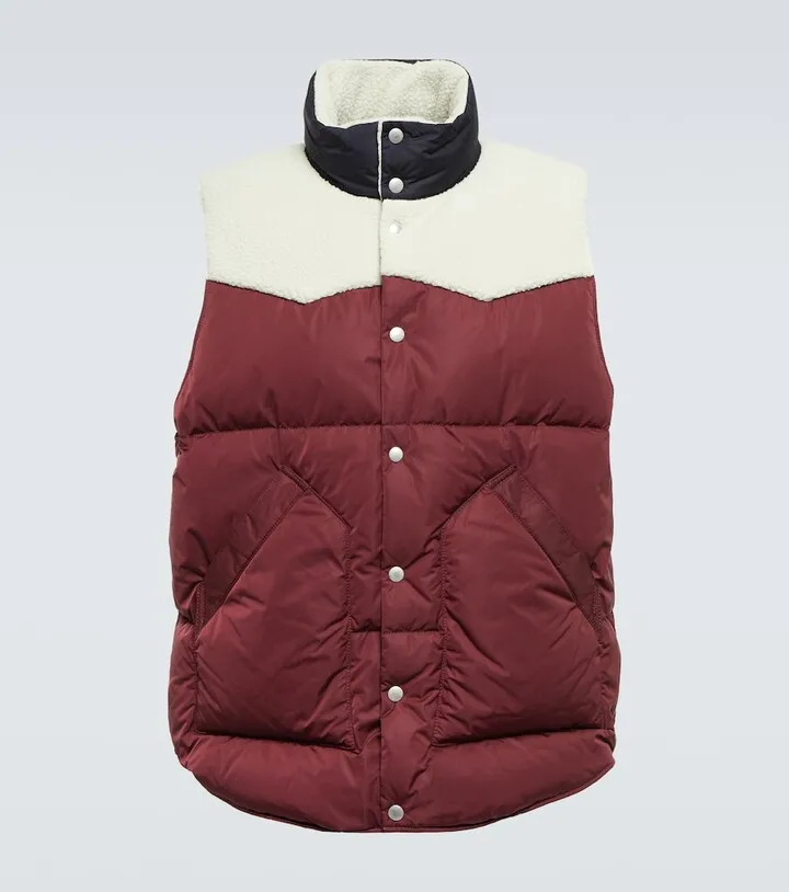 Faux shearling-trimmed down vest