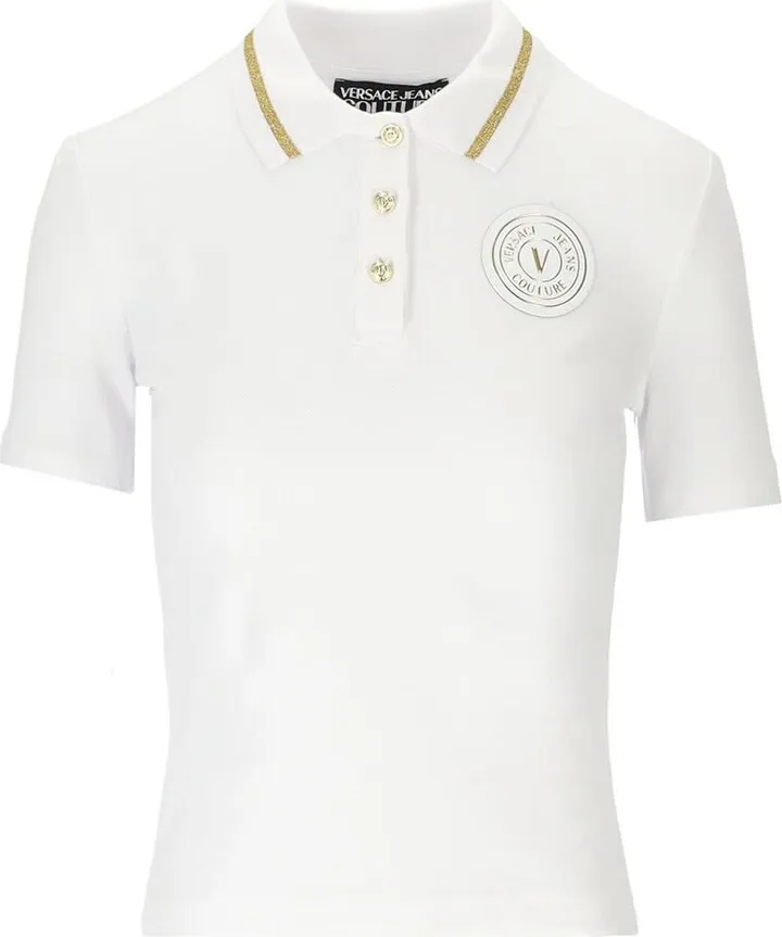 Versace Jeans Couture V-emblem White Polo Shirt