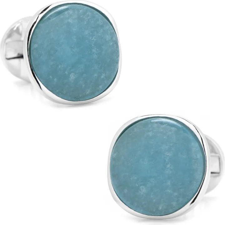 Sterling Classic Formal Aquamarine Jade Cufflinks