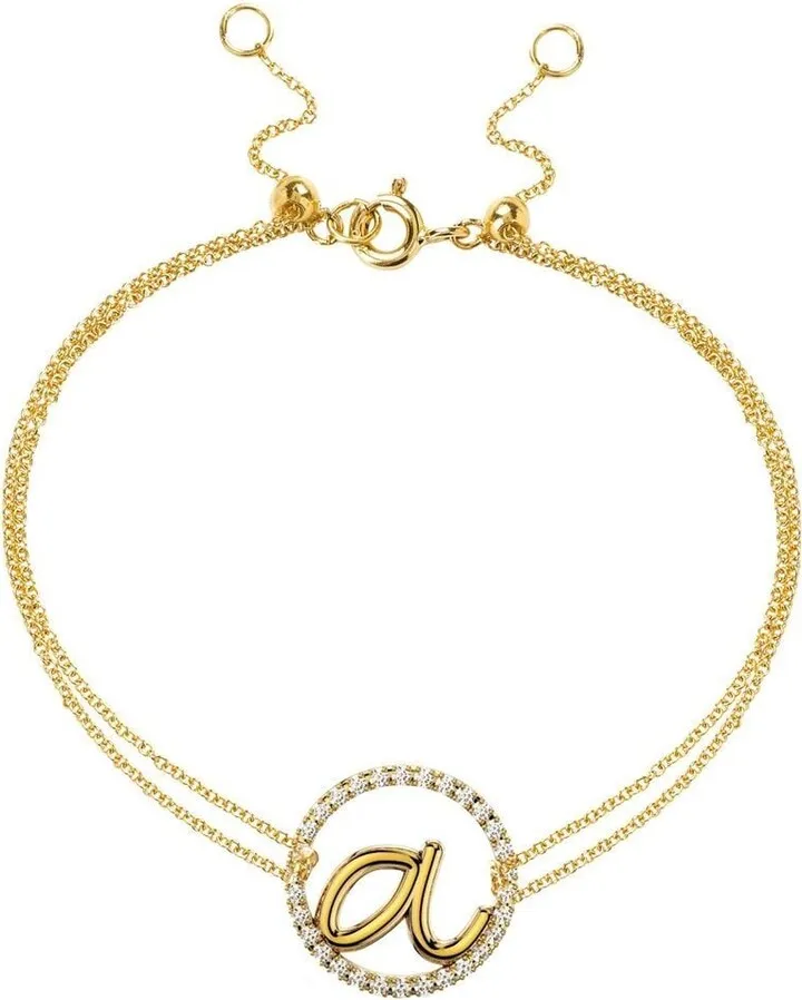 18kt yellow gold Love Letter A pavé diamond bracelet