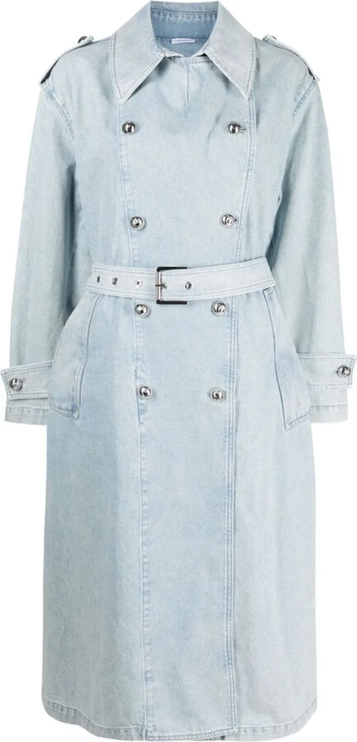 Double-Breasted Denim Trench Coat