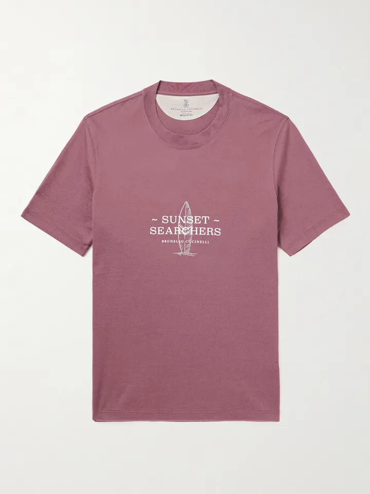 Printed Cotton and Linen-Blend Jersey T-Shirt