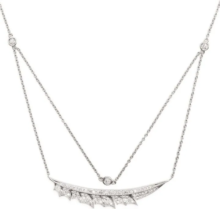18K White Gold Feather Diamond Necklace