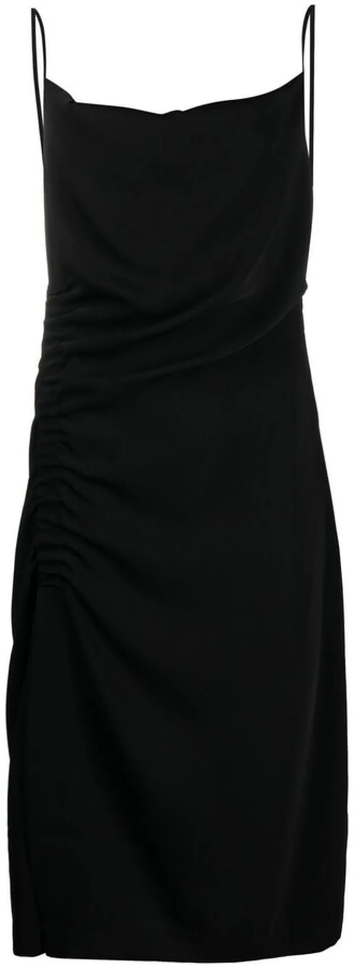 Side-Slit Gathered-Detail Midi Dress
