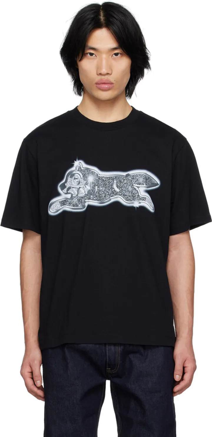 ICECREAM Black Iced Out Running Dog T-Shirt