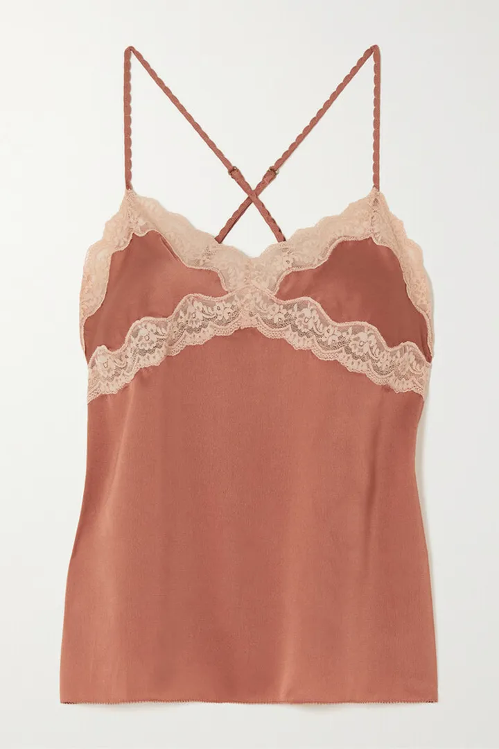 Love Stories - Pandora Lace-trimmed Satin Camisole - Pink