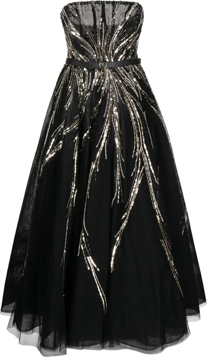Beaded Mid-Length Tulle Dress