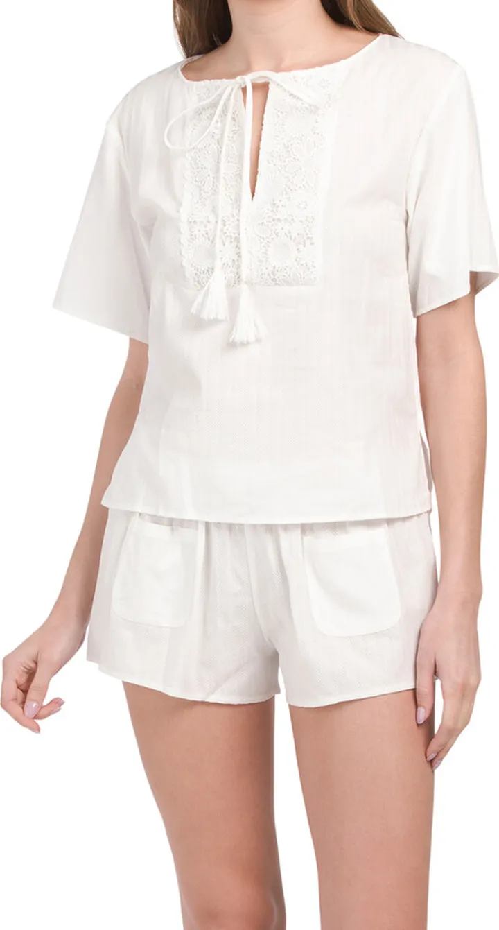 Athena Pajama Top And Shorts Set