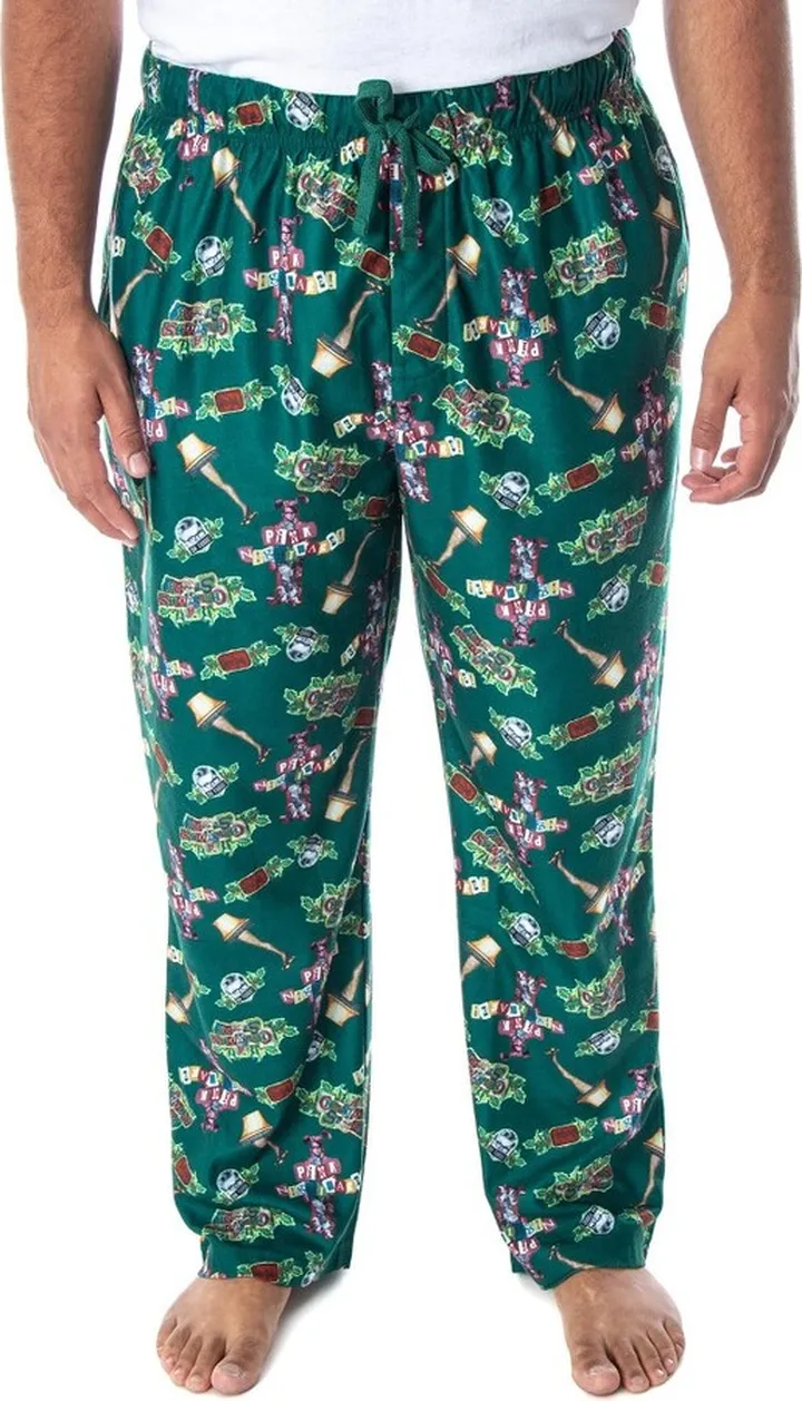 A Christmas Story Men's Movie inspired Allover Print Sleep Pajama Pants (MD) Green