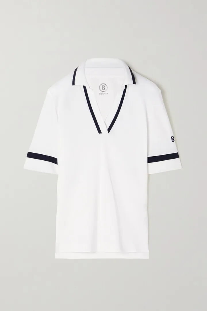 Bogner - Elonie Striped Cotton-blend Piqué Golf Polo Shirt - White