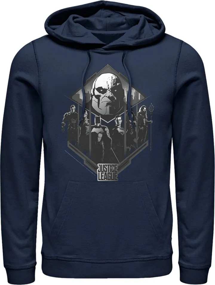 Men's Zack Snyder Justice League Darkseid Group Shot Pull Over Hoodie - Navy Blue - 3X Large