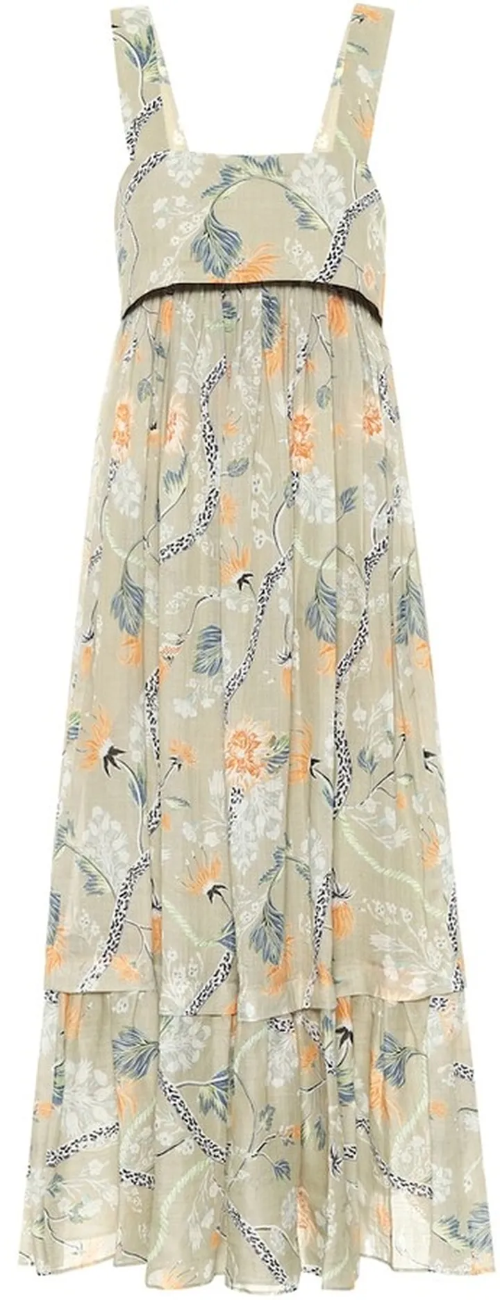 Empire-waist ramie midi dress