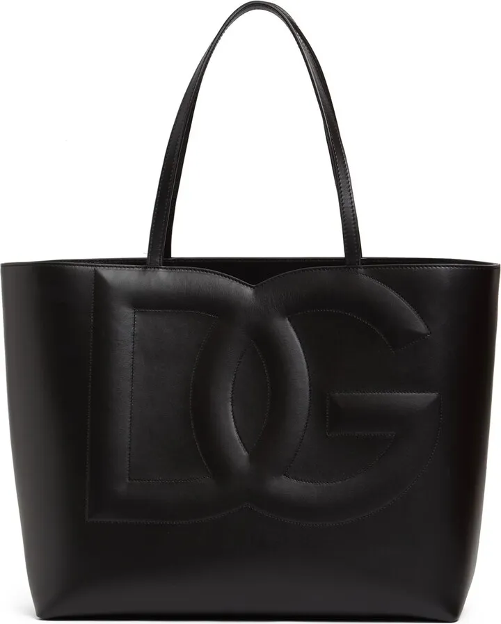 Large DG logo leather tote bag
