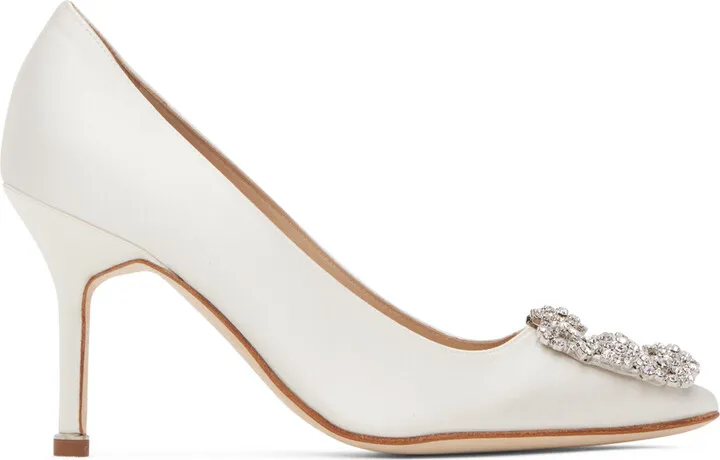 Manolo Blahnik White Hangisi 90 Heels