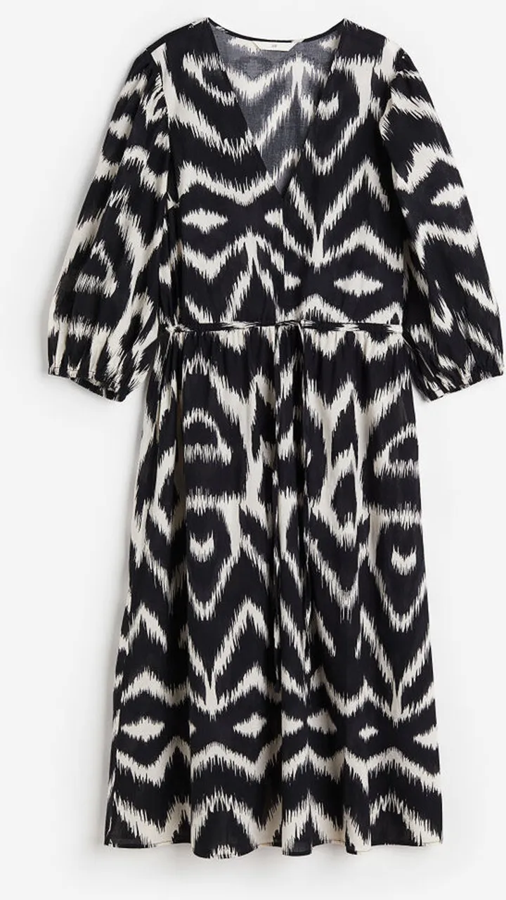 Balloon-sleeved Cotton Dress