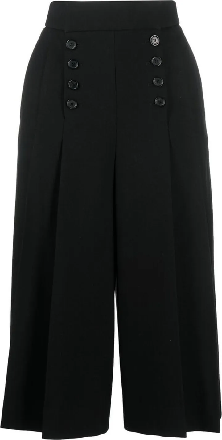 Pleated Cropped Wool Trousers
