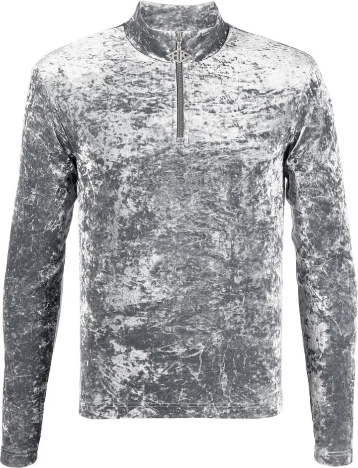 Crushed Velvet Zip-Front Jumper
