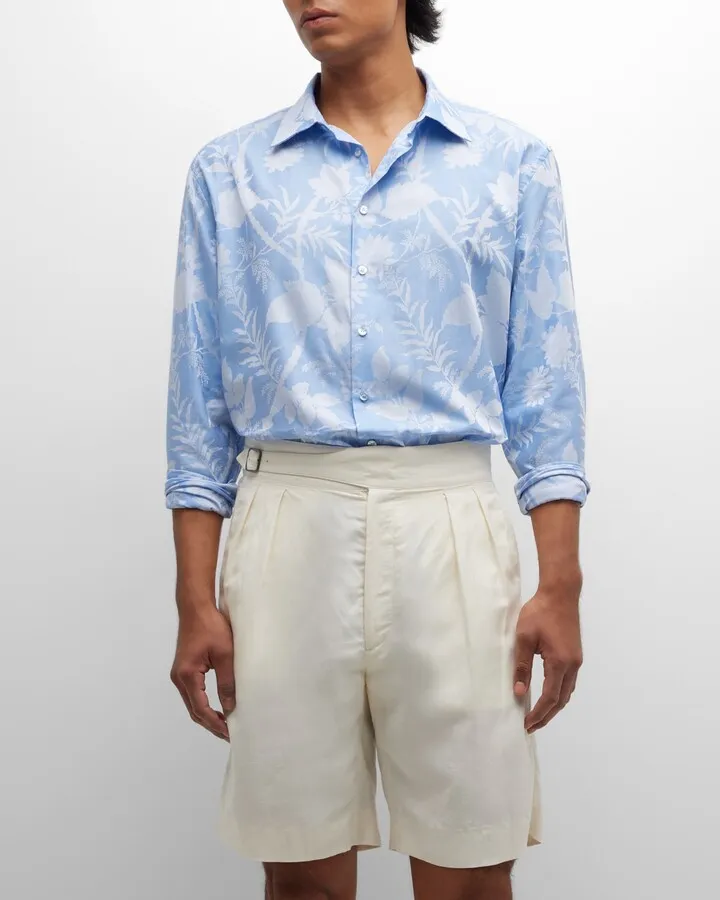 Men's Two-Tone Floral Sport Shirt