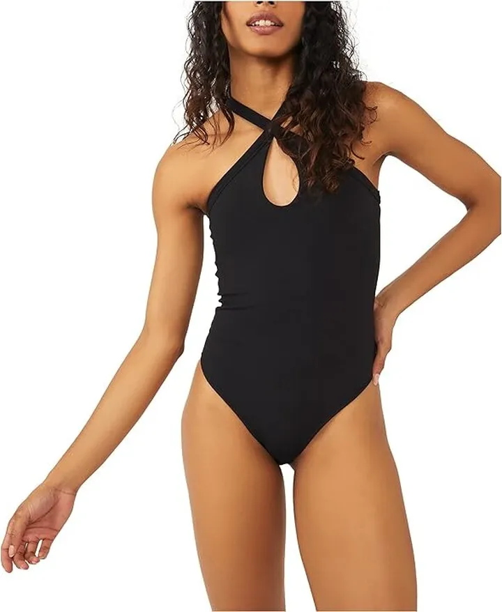Free People Cross My Heart Duo Bodysuit (Black) Women's Jumpsuit & Rompers One Piece