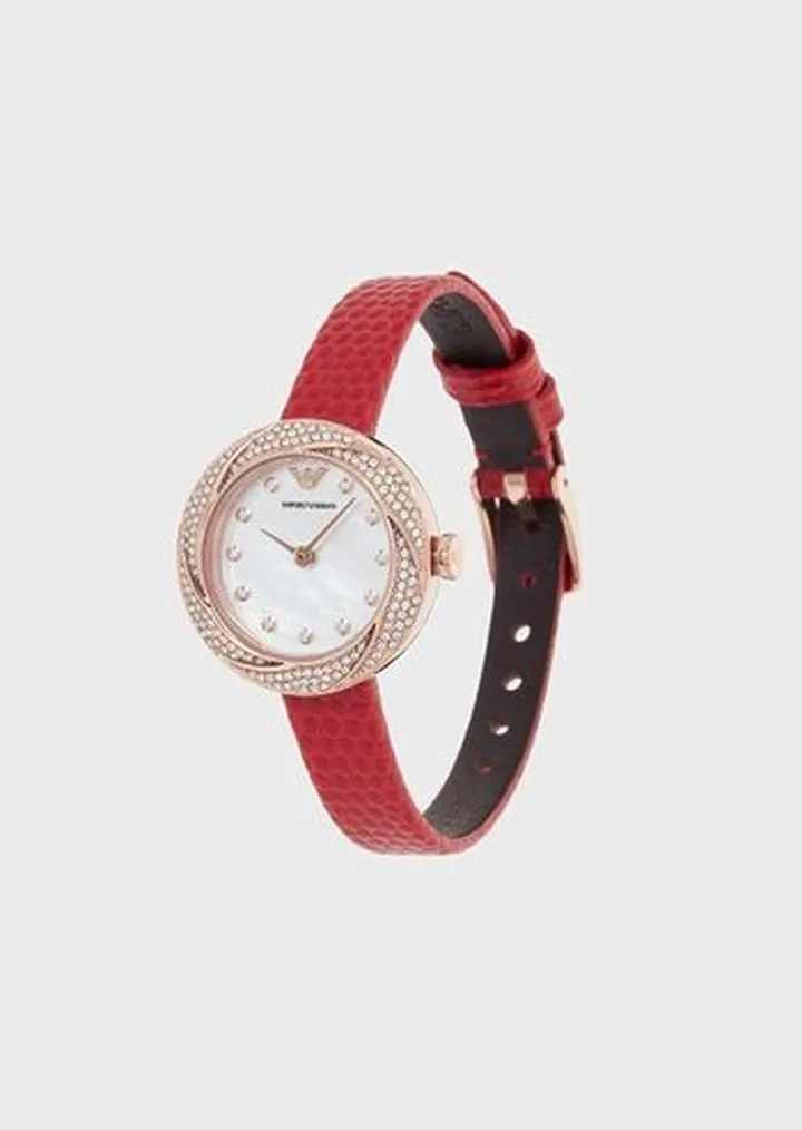 Two-Hand Red Leather Watch